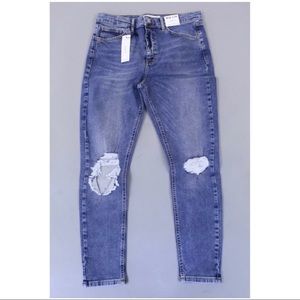 Topshop Women's Jamie Skinny High-Rise Jeans HD3 Faded Denim
